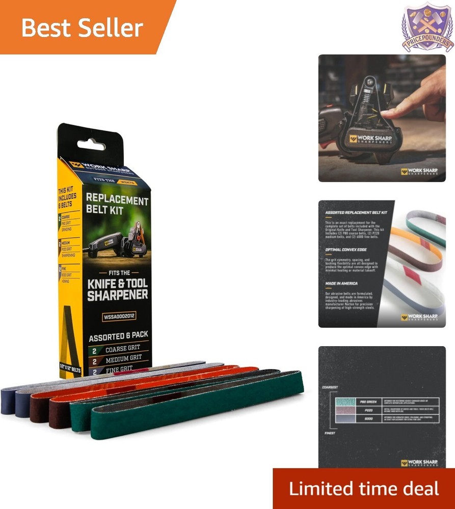 Durable Replacement Abrasive Belt Kit for KTS Models - 6 Grit Options Included