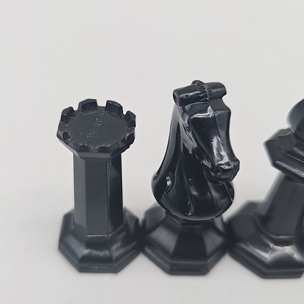 Replacement Drueke Chess Pieces: Black Octagonal Plastic Weighted, 16 Pieces
