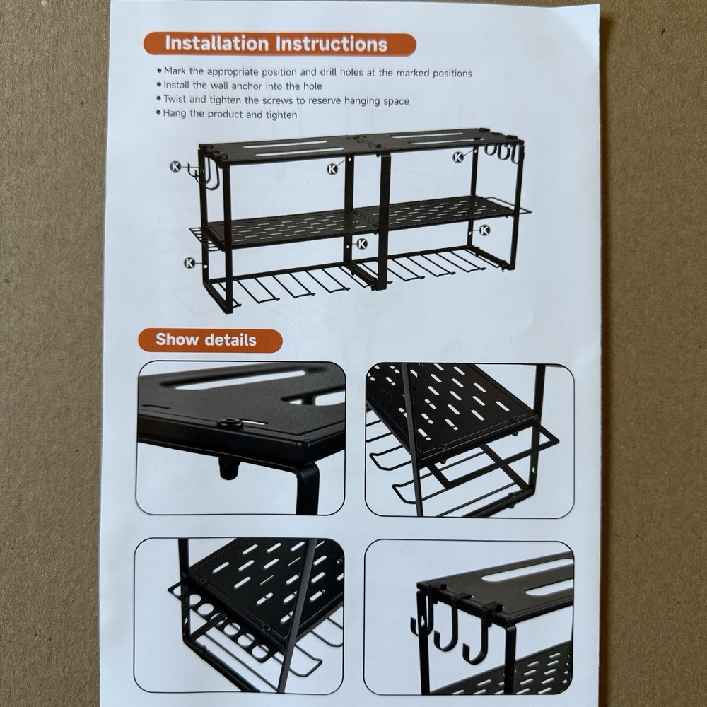 Heavy Duty Power Tool Organizer Drill 3-Layer Holder Wall Mount Storage Rack