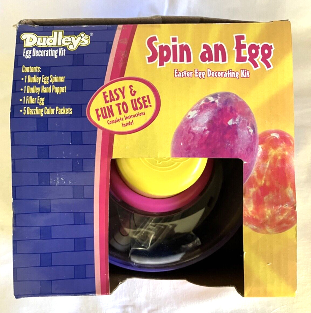 NIB Vintage Dudley's SPIN AN EGG Easter Egg Decorating Kit complete