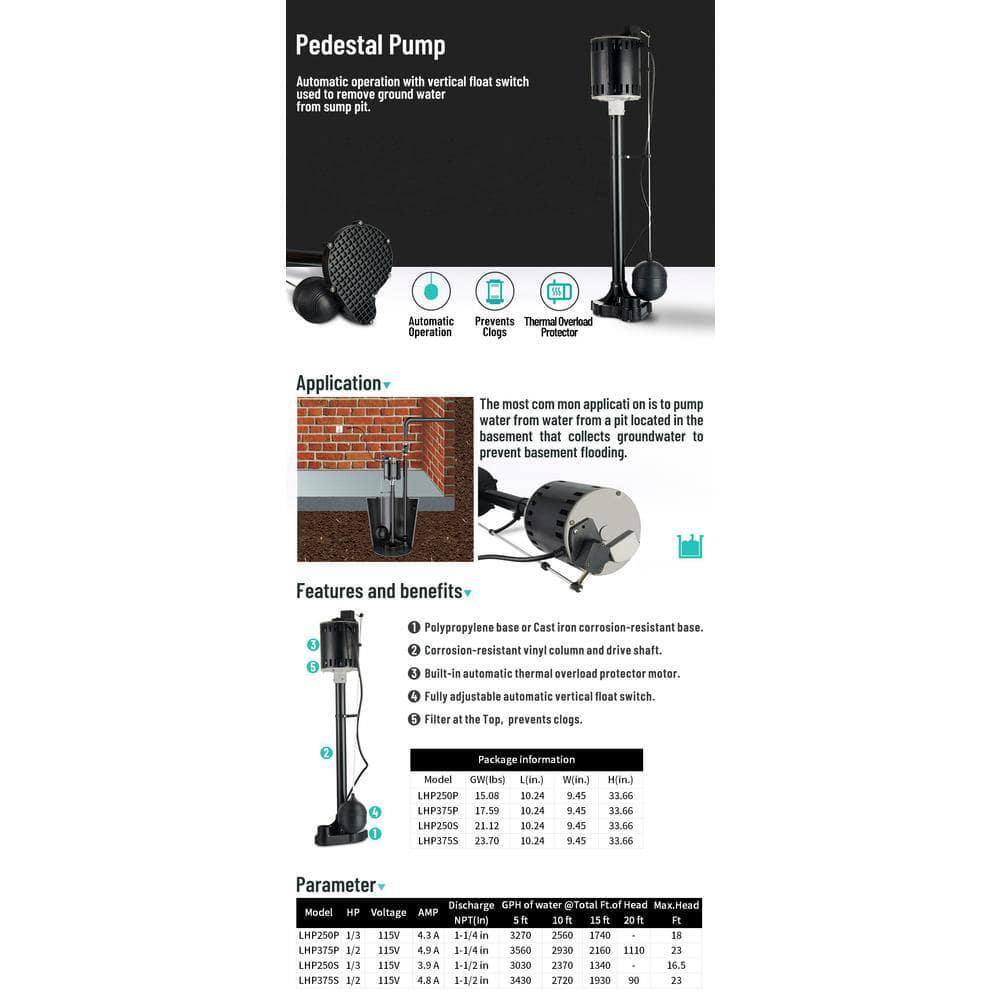 1/3 HP Plastic Pedestal Pump