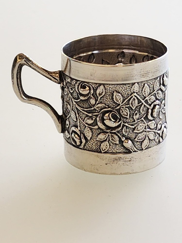 Baby Cup Beaker Embossed Roses No Monogram Adolf Kander Continental Silver