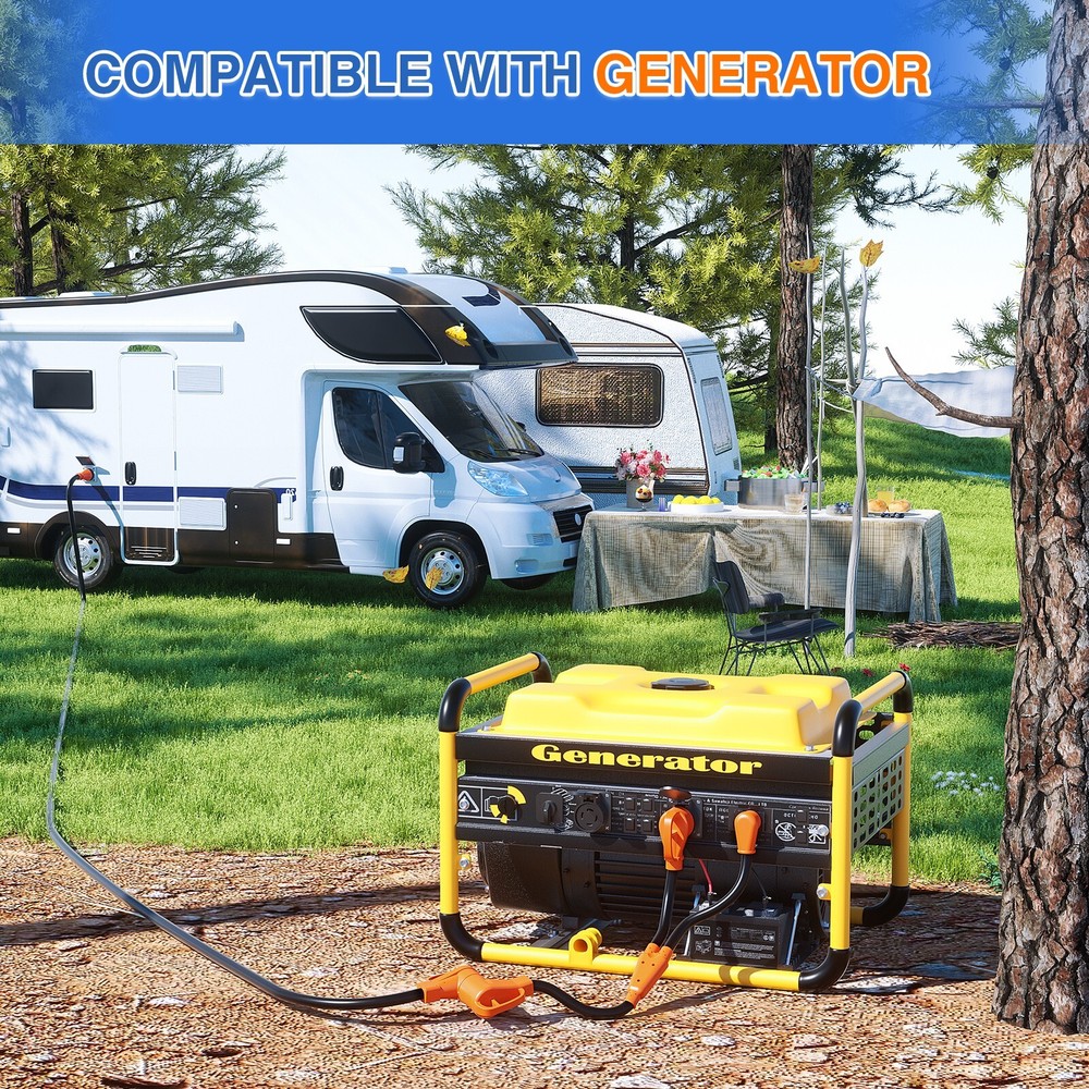 Nilight RV Y Splitter Adapter Cord 15 Amp 30 Amp to 50 Amp 5-15P TT-30P Male