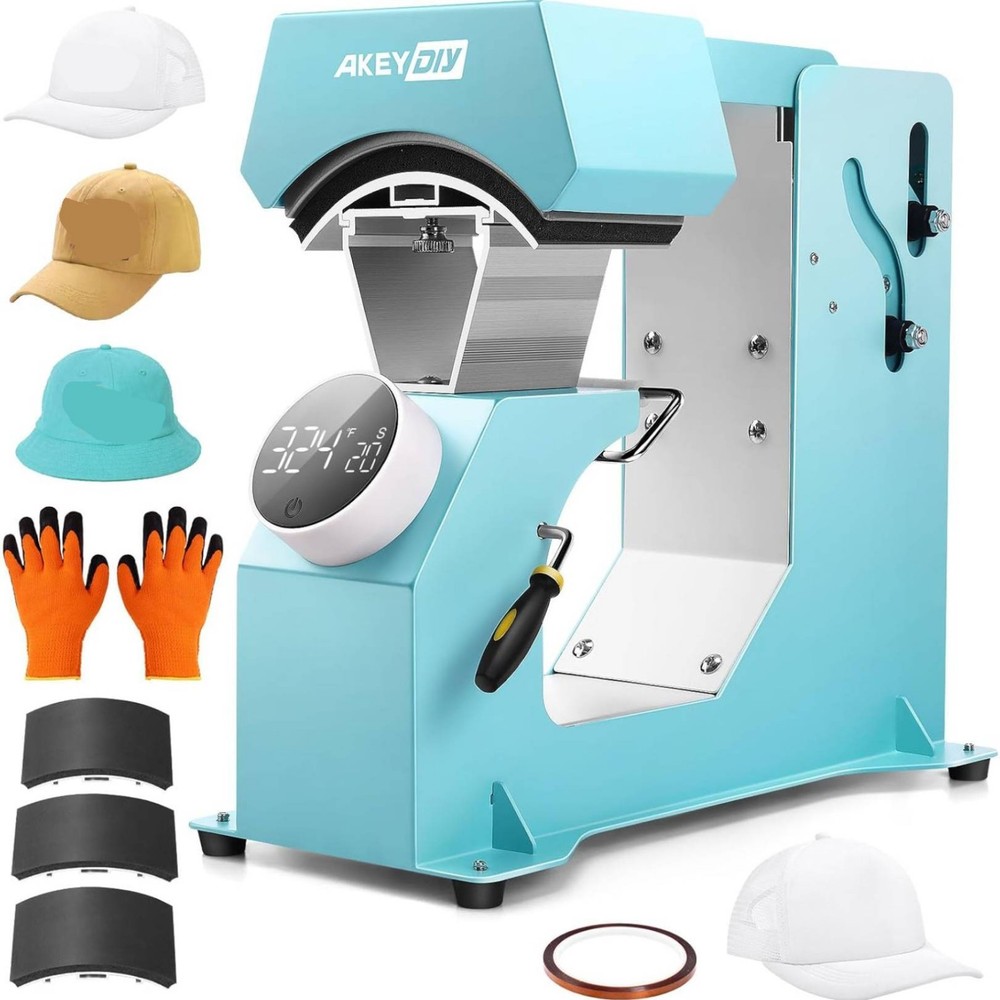 3-in-1 Auto Cap Heat Press Machine, Hat Heat Press with 3pcs Replaceable Heating