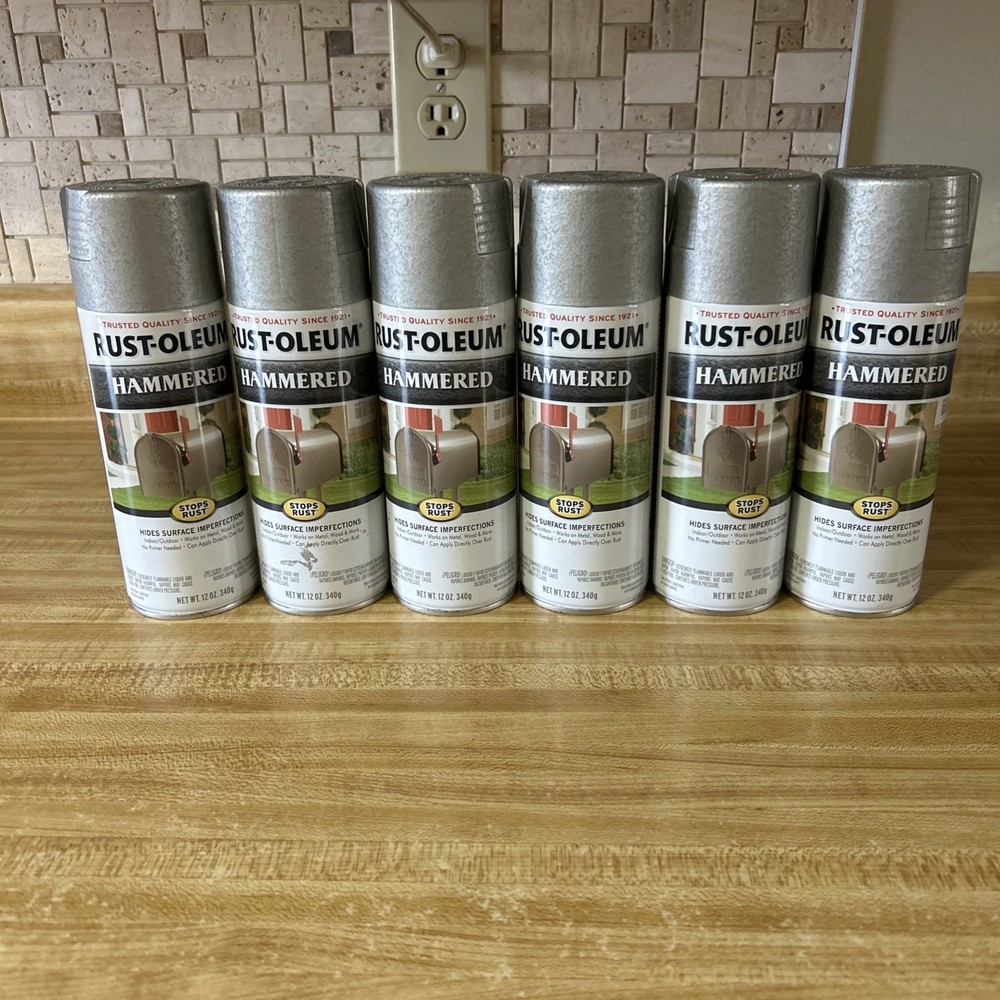 6 Pack Rust-Oleum Stops Rust Hammered Paint Siver