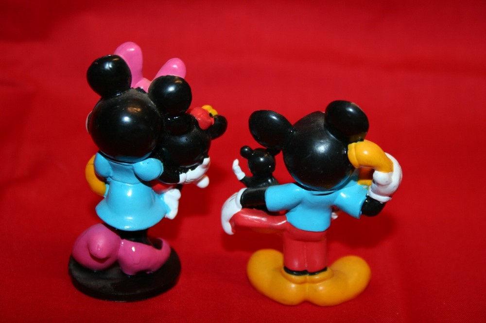 2 Disney Mickey & Minnie Mouse 1960s Applause Rubber Figures EUC