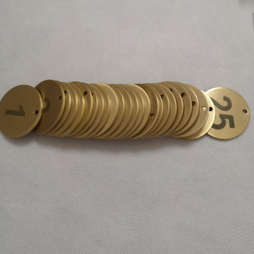 Numbered Brass Tags with Key Rings (1-25)