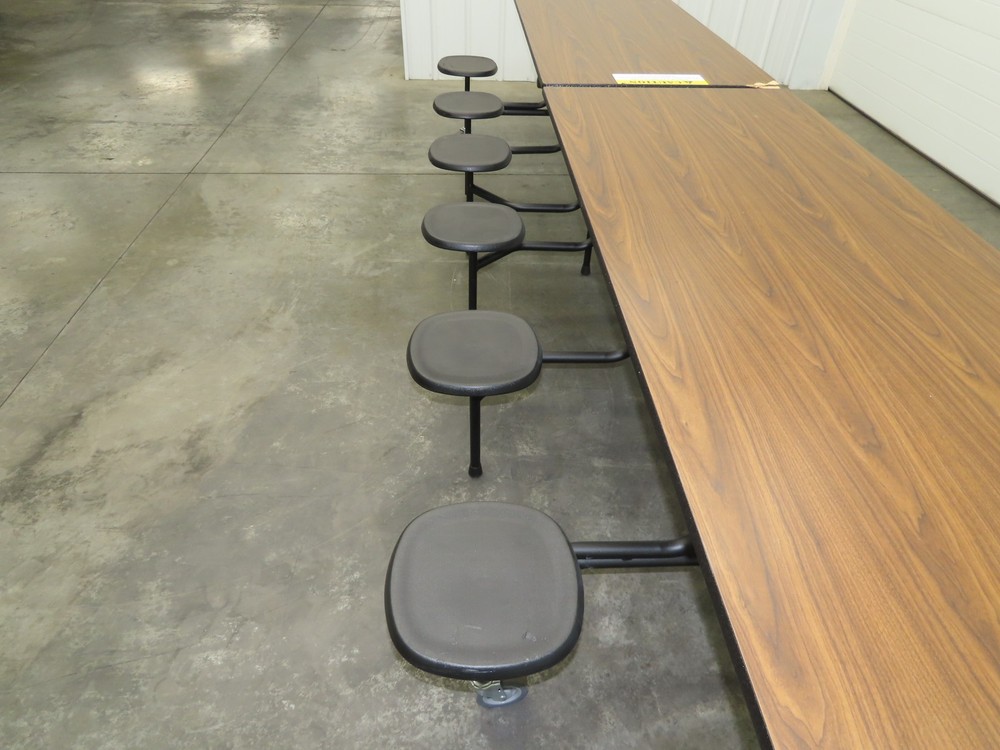 Uline H-9855MAP Mobile Cafeteria Table 12' L 30" W Rectangular 12 Stool Lunch