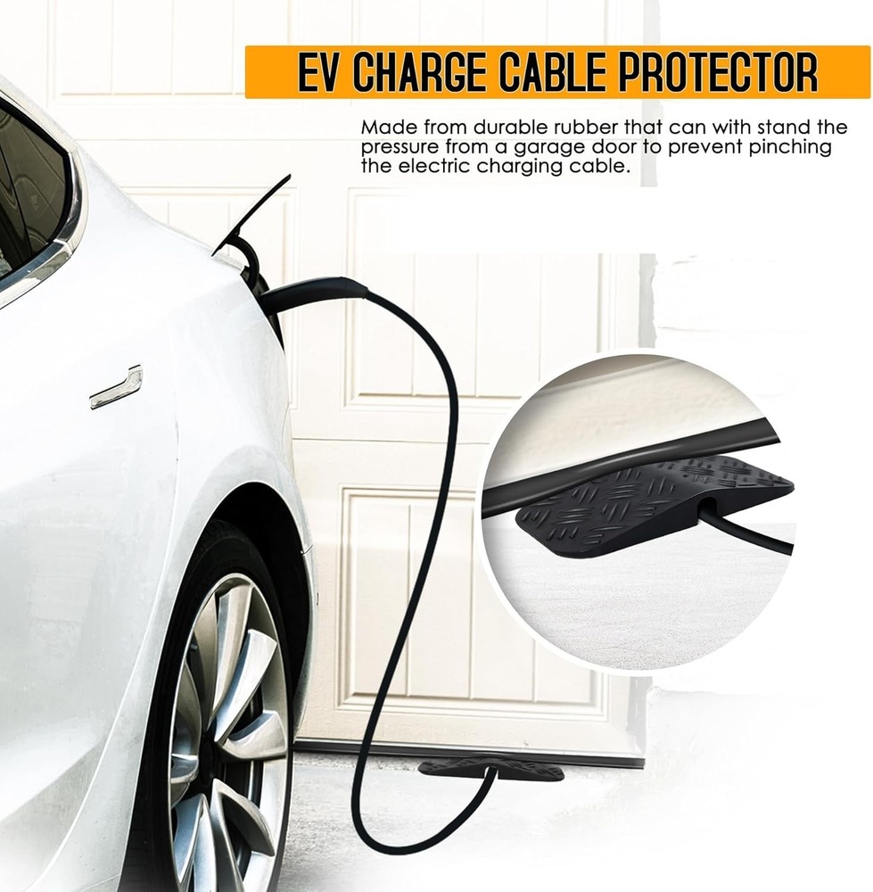 Gap Minimizing EV Charger Cable Protector for Garage Door - Soft Rubber Design