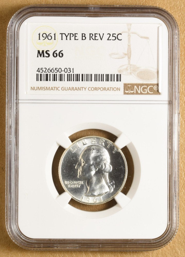 1961 P Washington Quarter 'Type B Reverse' NGC MS66