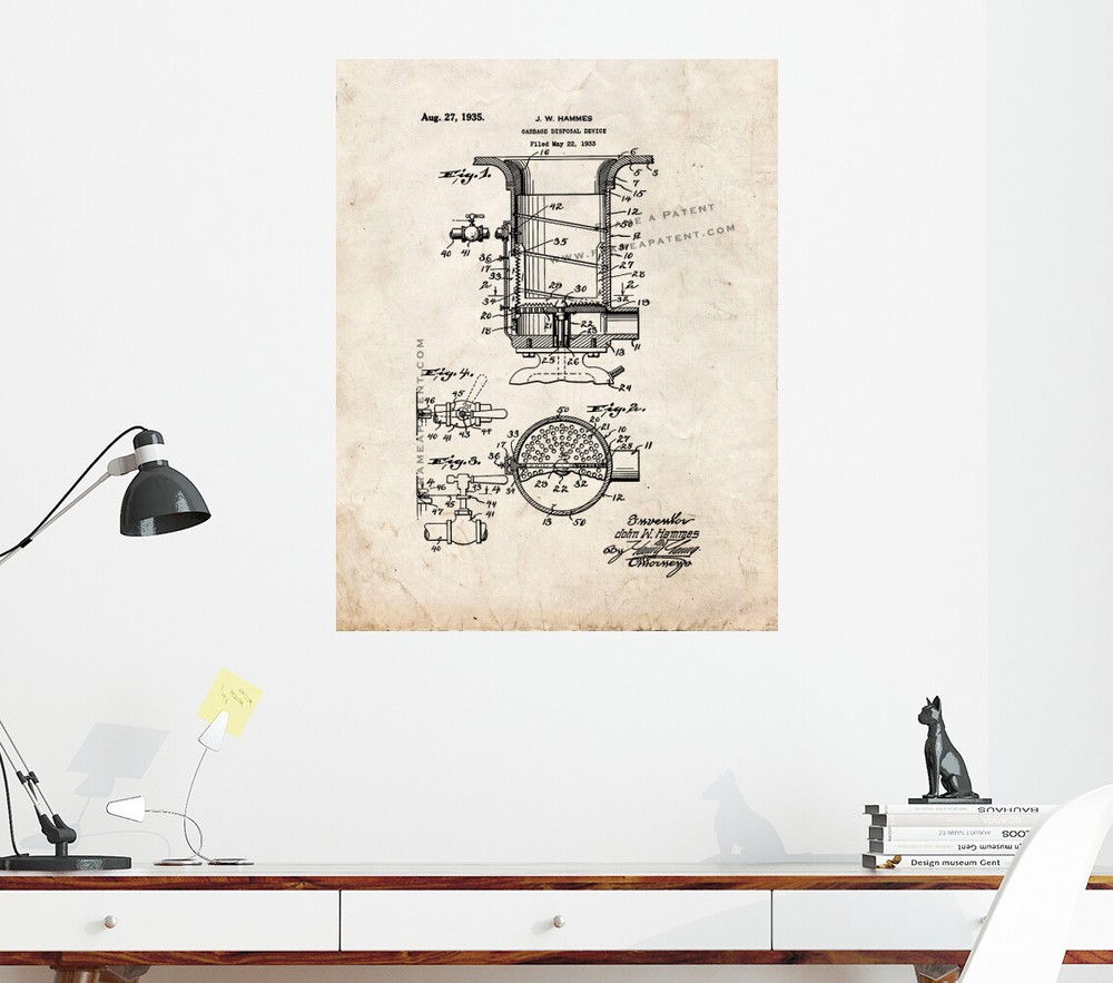 Garbage Disposal Device Patent Print Old Look