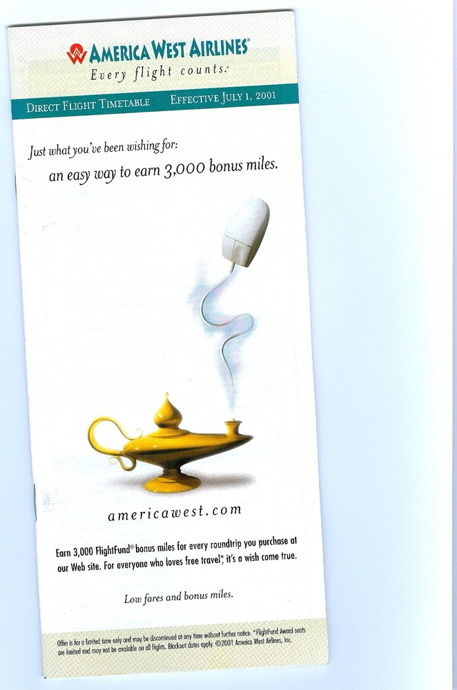 America West Airlines 2001 Direct Flight TT