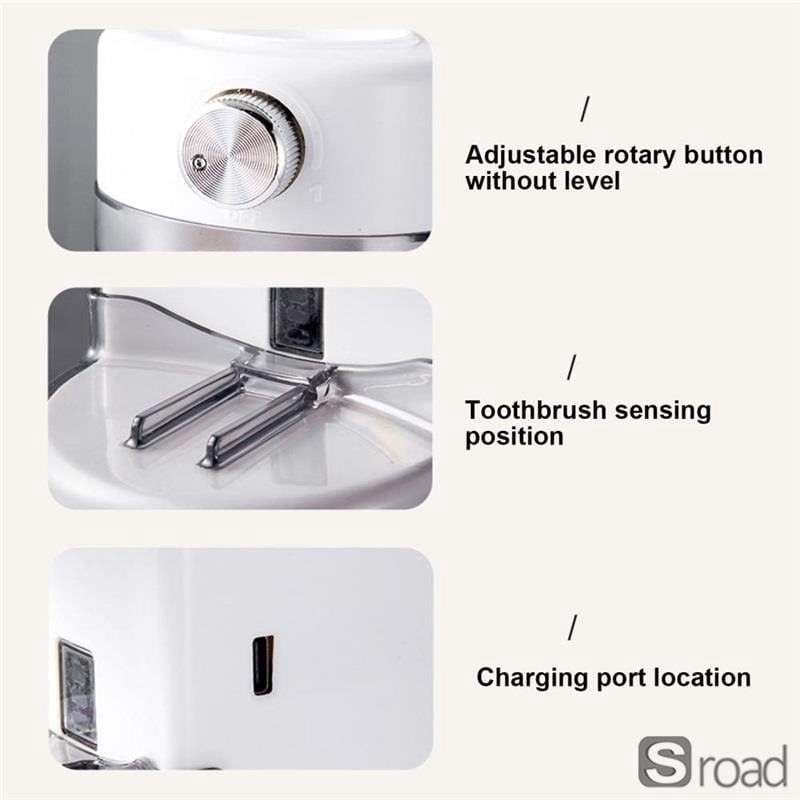 Auto Toothpaste Dispenser Wall Mount Touch-Free Adjustable Rechargeable