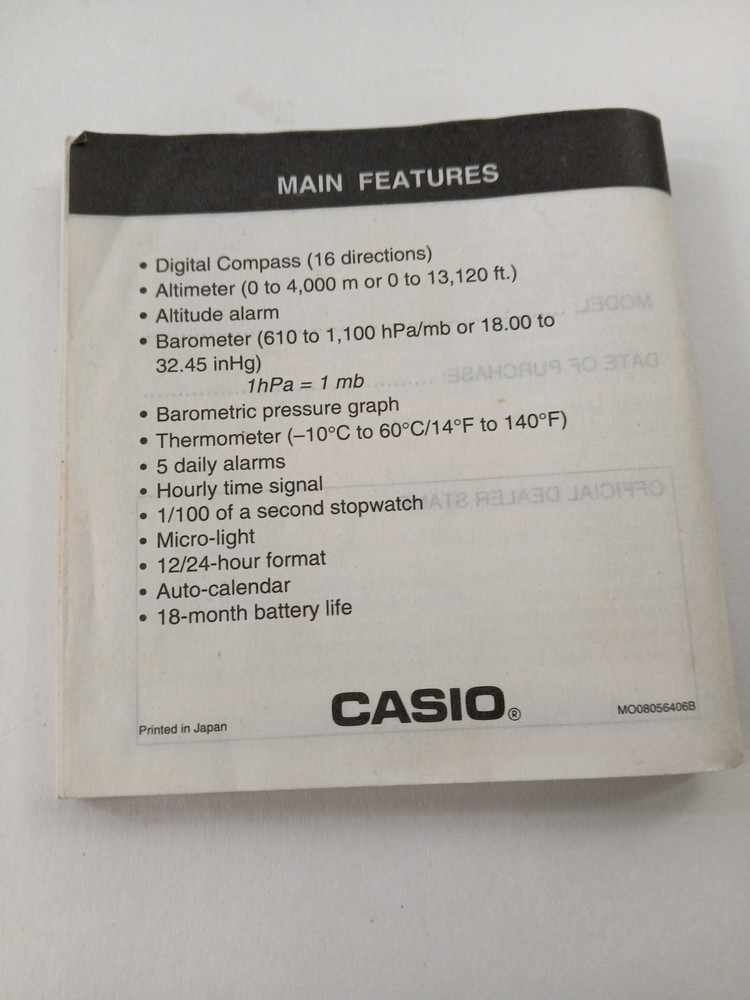 CASIO Module No. 1170 ES Digital Watch User's Guide Manual