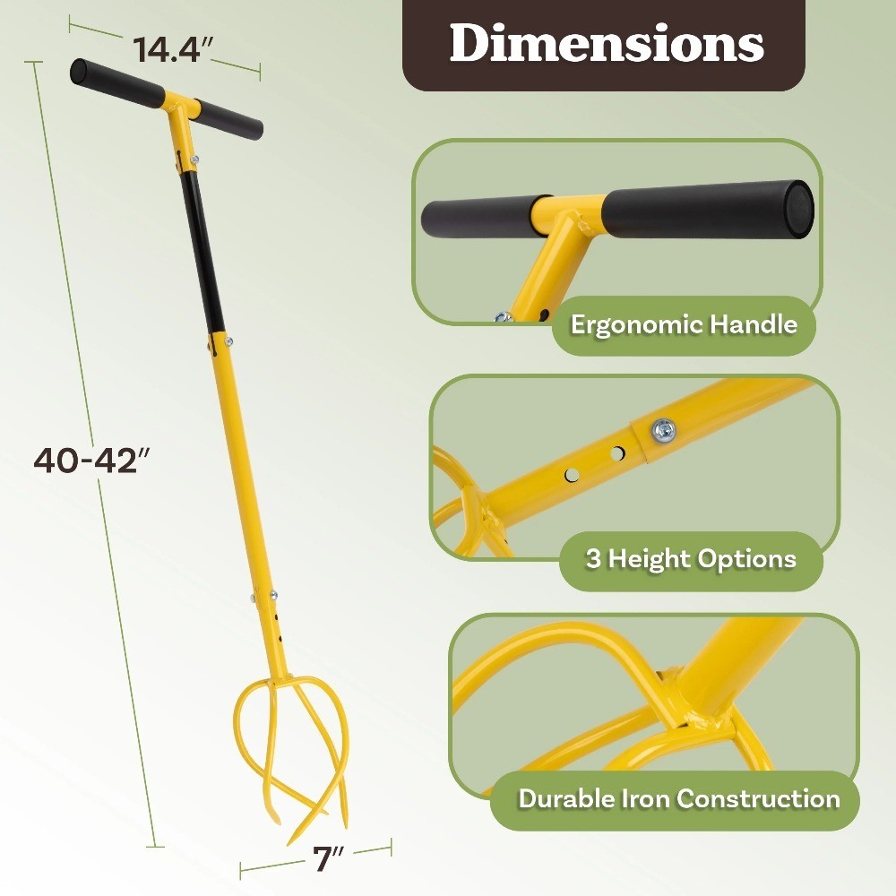 Adjustable Height Manual Claw Cultivator Tool for Soil