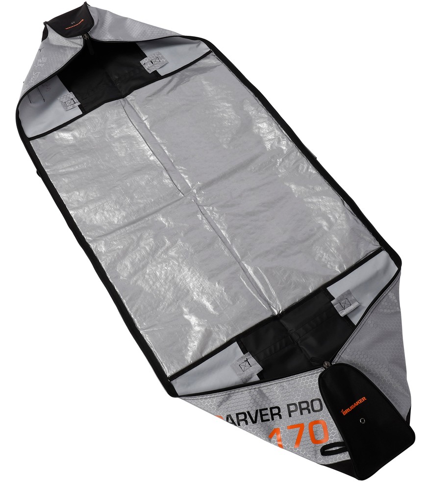BRUBAKER Ski Bag Combo Tec Pro - Boot Bag and Ski Bag - Silver/Orange