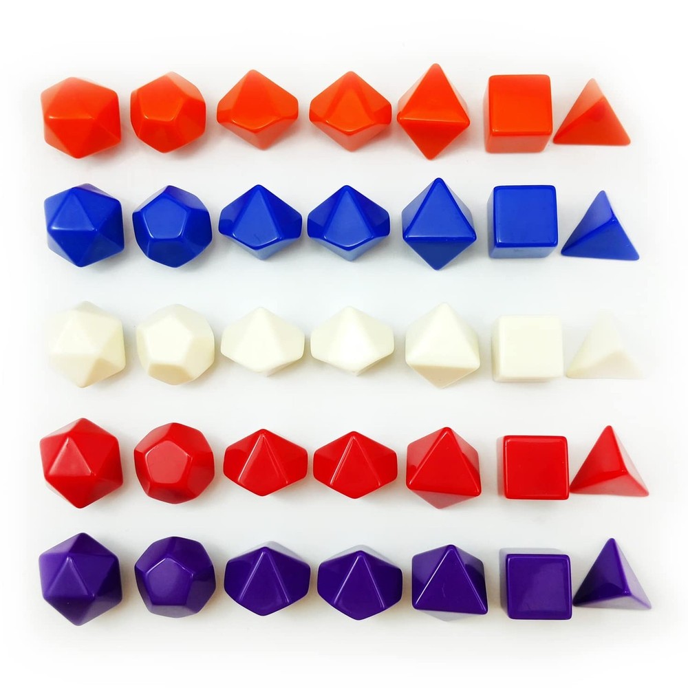 Bescon Blank Polyhedral RPG Dice 35pcs Assorted Colors Set, Solid Colors in C...