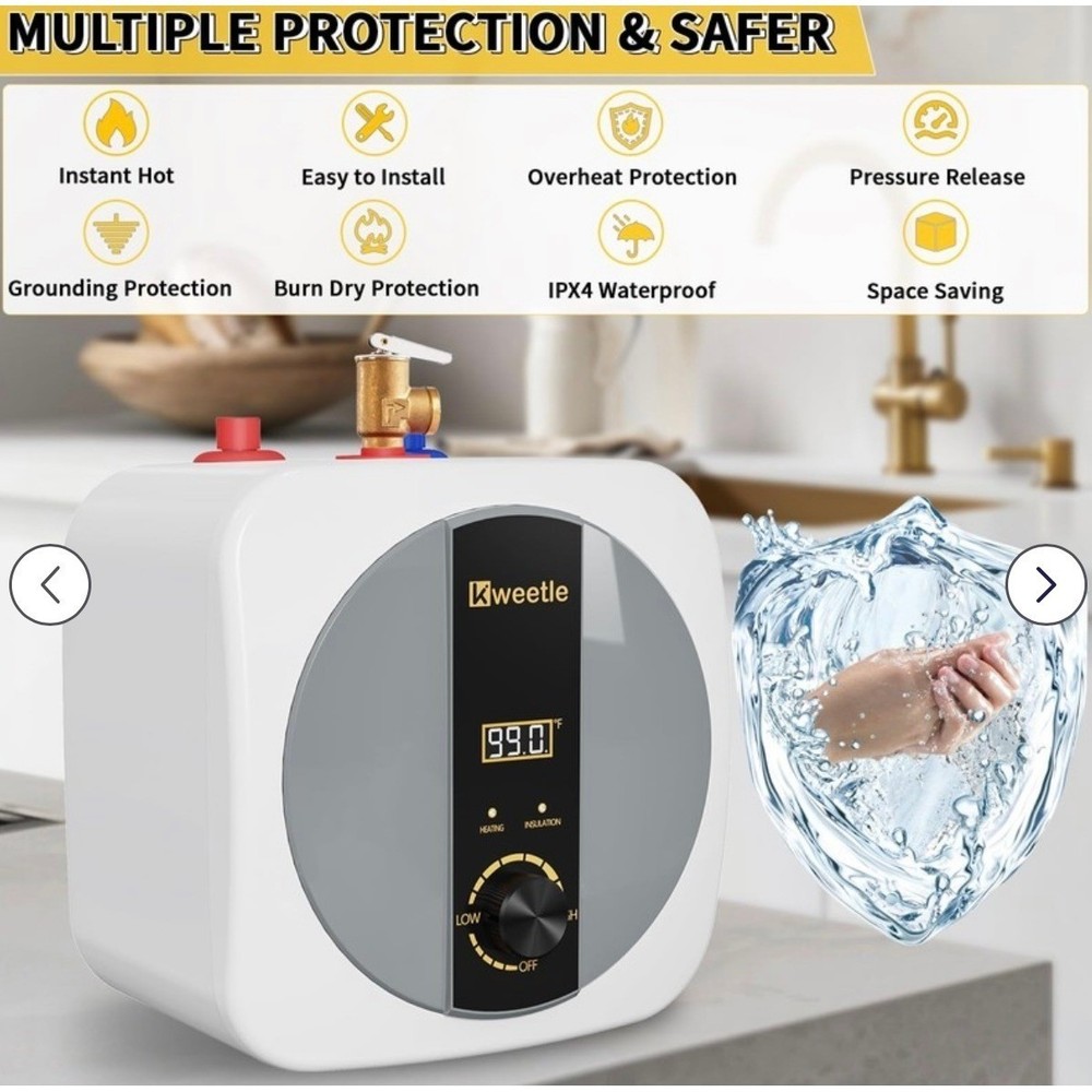 Kweetle 2.5 Gallon Mini Tank Instant Water Heater 1500W Digital Display 86-149F