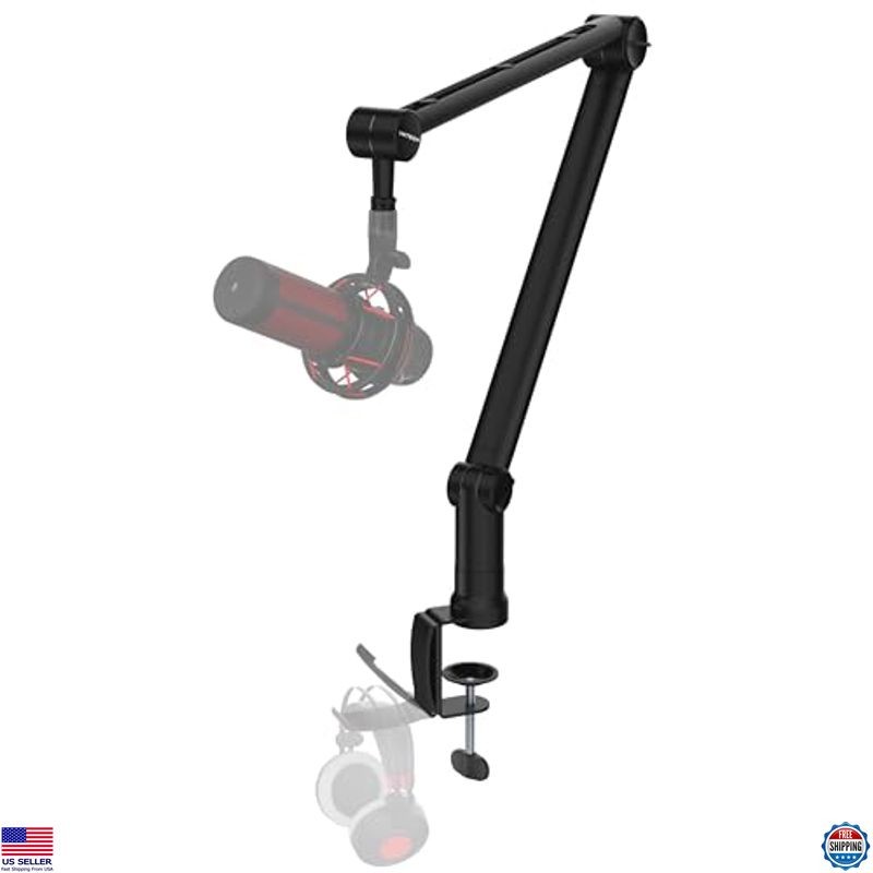 Adjustable Microphone Boom Arm with Desk Mount, 360° Rotatable, Foldable