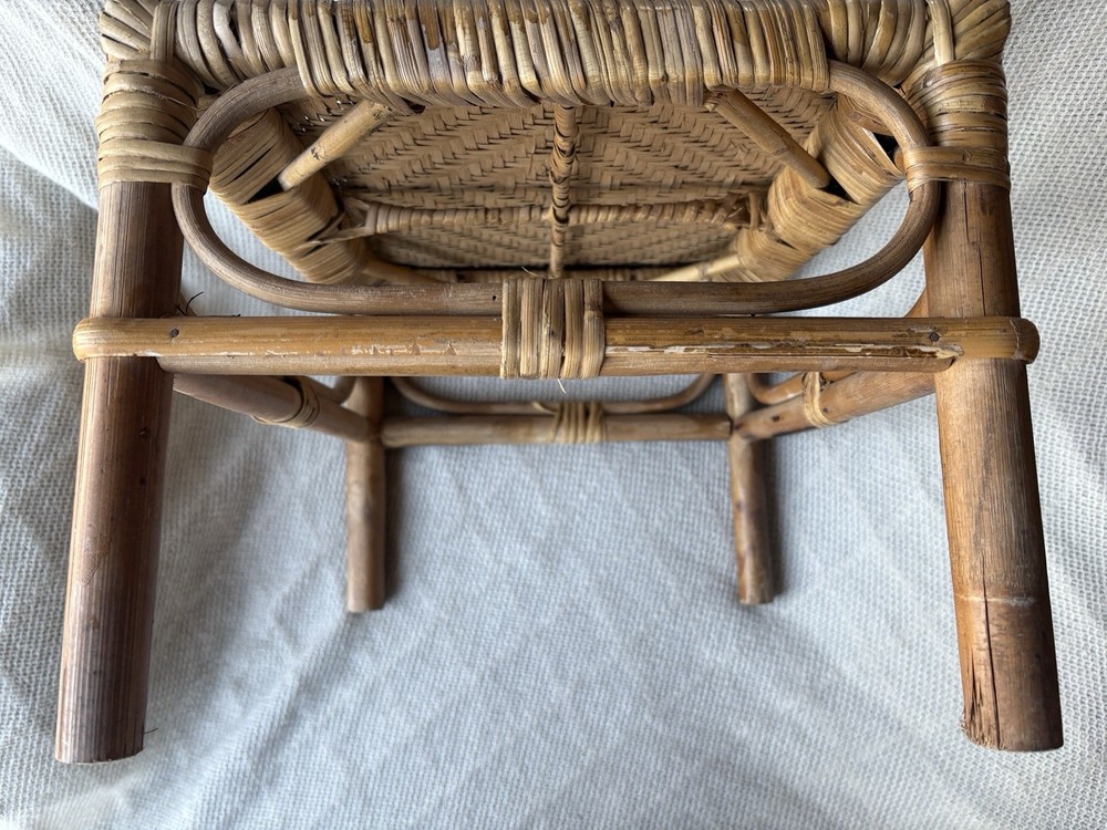 Vintage Bamboo & Rattan Footstool
