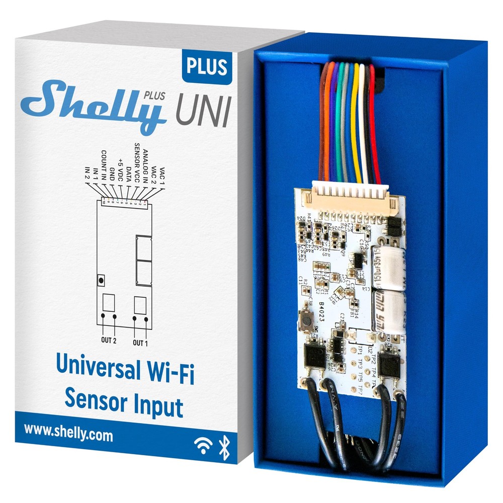 Shelly Plus Uni | Smart Wi-Fi and Bluetooth Operated Module with Dry...