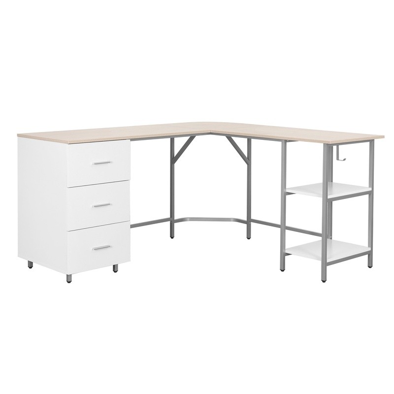 L Shaped Computer Desk W/ Storage Drawers Adjustable Open Shelves Efficiency New