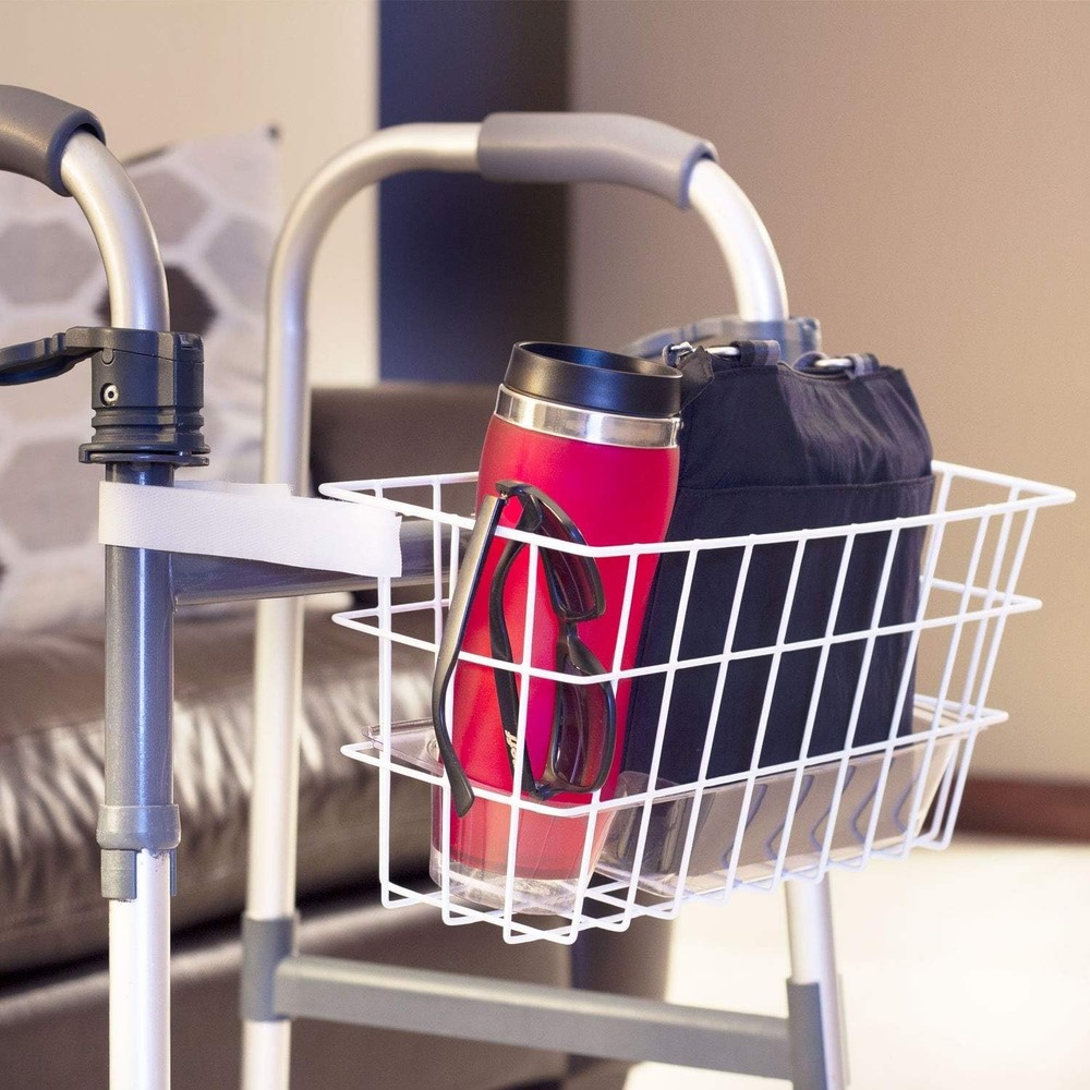 Walker Basket Accessory Durable Metal No Tools Necessary Adjustable Fit