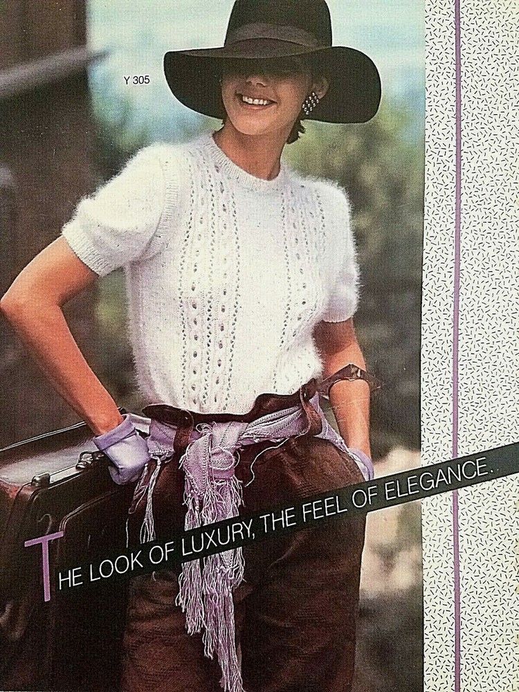 Unger 308 Soft ANGORA Sweaters knit pattern 4pg leaflet 1983 2 designs