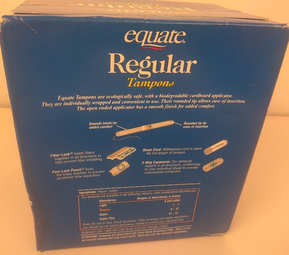 Equate 48 Bonus Pack Regular Tampons - New. (BLDG)