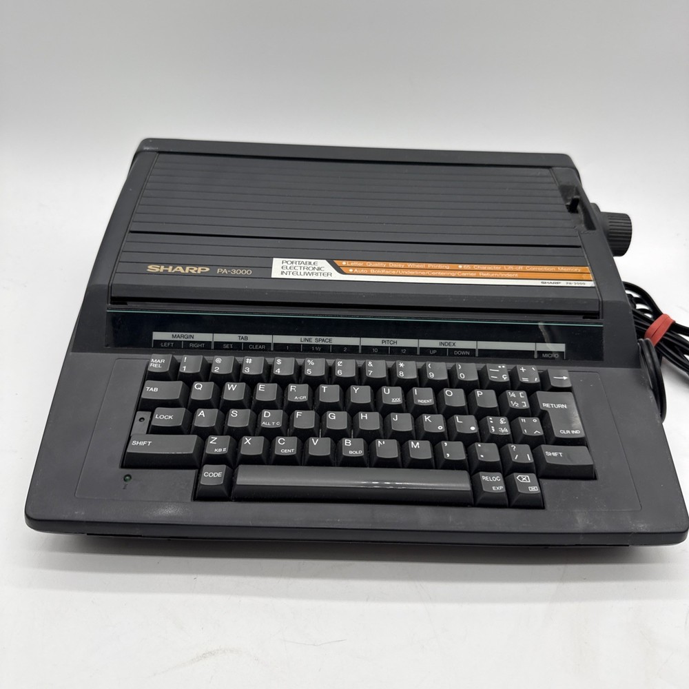 Sharp PA-3000 Portable Electronic Intelliwriter Typewriter w/Manual