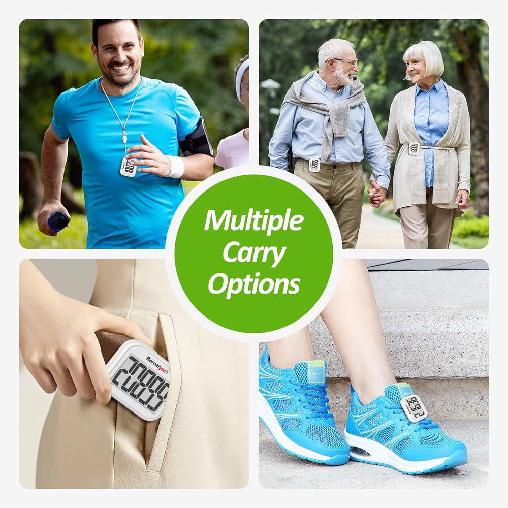3D Pedometer for Walking, Simple Step Counter for Walking with Removable Clip an