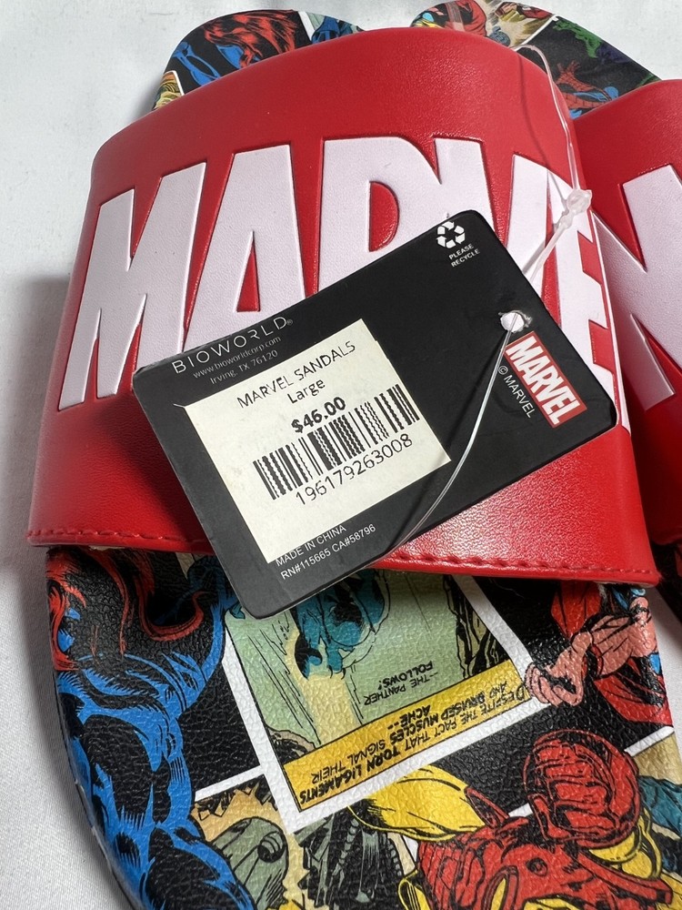 Marvel Red Label with Comic Scene Sandal Slides Multi-Color - size Large
