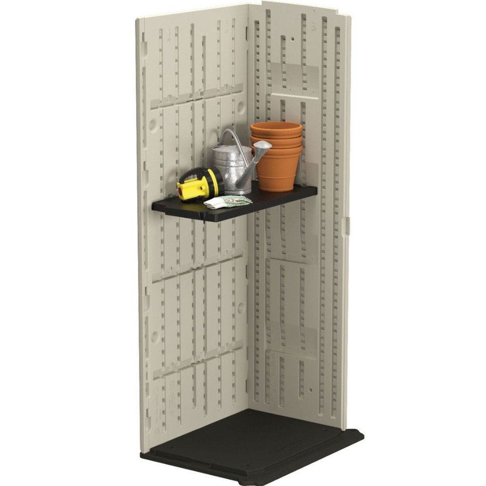Suncast 4 Pack Vertical Shed Shelf Space Saving Wall Mount Outdoor Storage Black