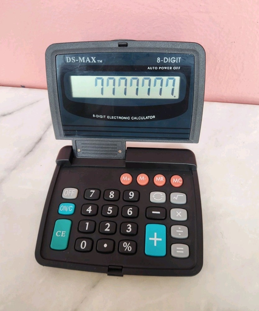 Vintage DS-MAX 8 Digit Electronic Folding Calculator WORKS