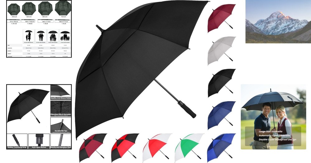 Luxury 72-Inch Golf Umbrella - Automatic Open, Windproof & Rainproof Design