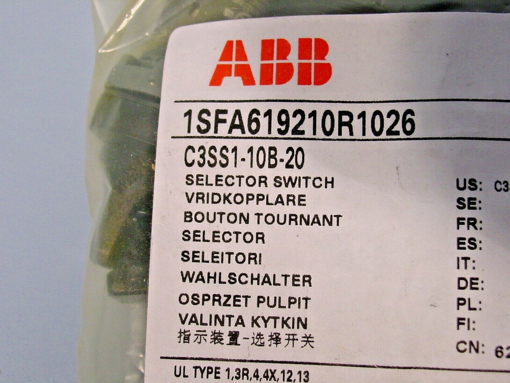 ABB C3SS1-10B-20 22mm Assembled Selector Switch, Knob Type, Compact