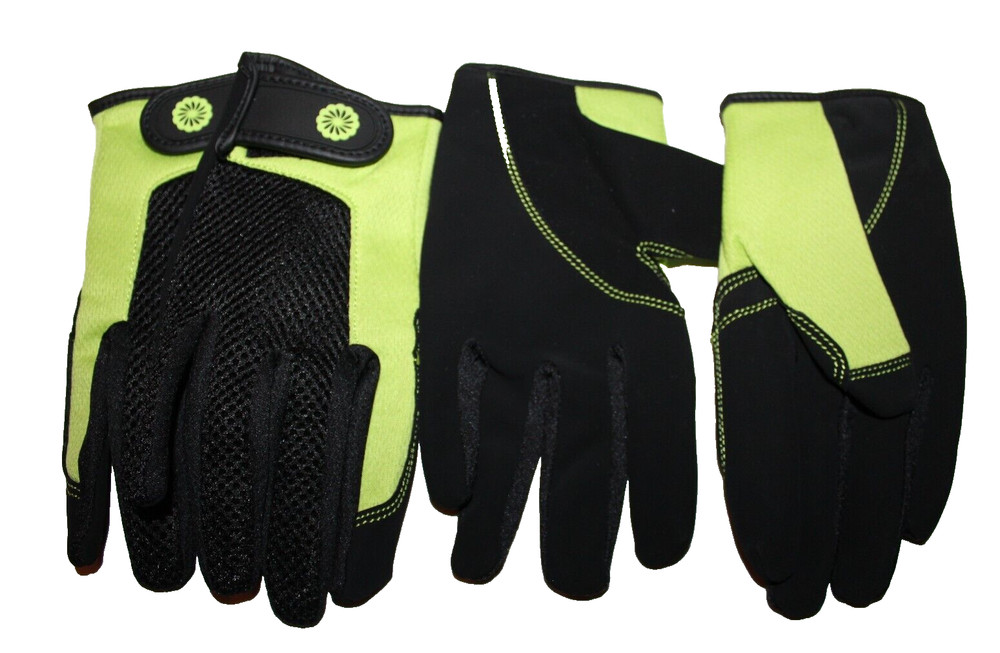 Westchester 2 Pair Black/Green Women's Adjustable Performance Gloves - Large