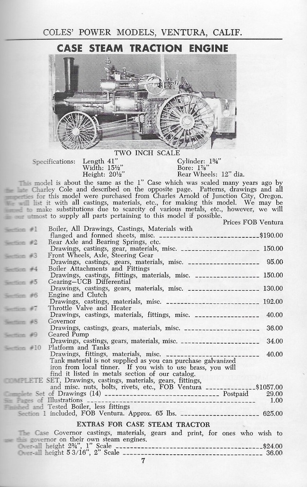 Coles Power Models Catalog No. 22 1974 Model Engineering Supplies Technical Info