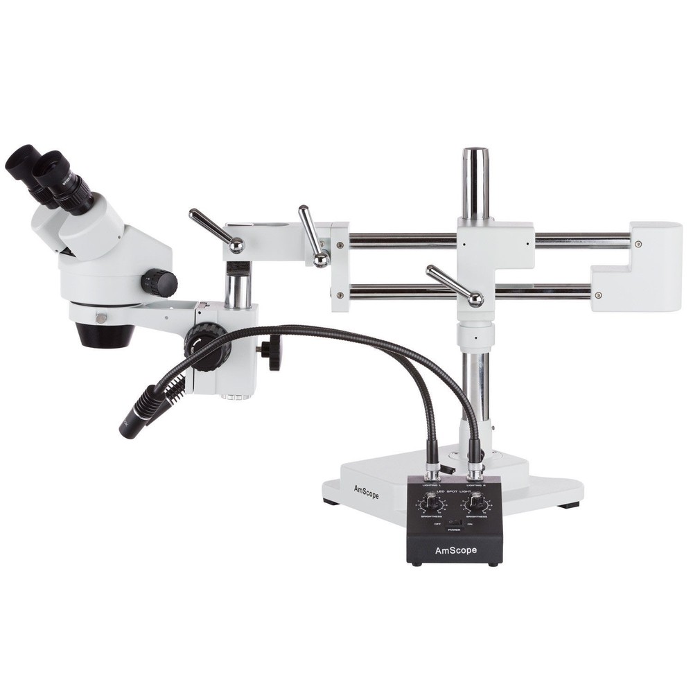 AmScope Powerful LED Dual Gooseneck Microscope Illuminator Adjustable Light