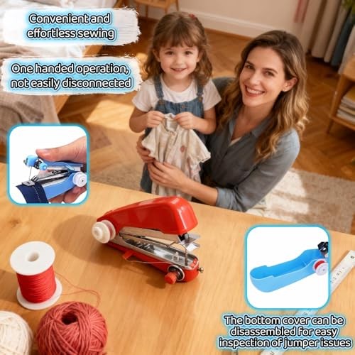 Portable Sewing Machine, Handheld Mini Sewing Machine for Beginners, 1-Second