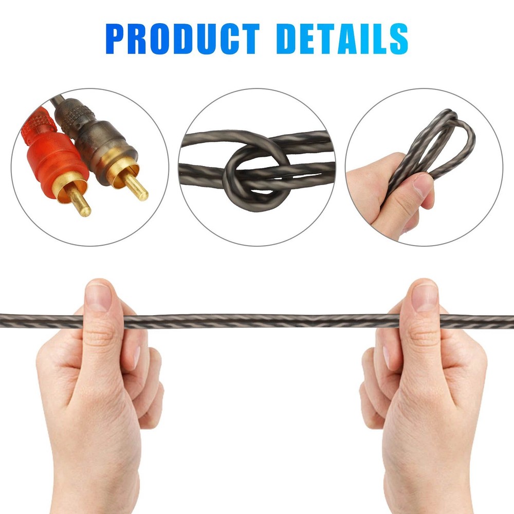 High Quality 2PCS RCA Cables 2 Channel Twisted 4Ft Shielded Interconnect New