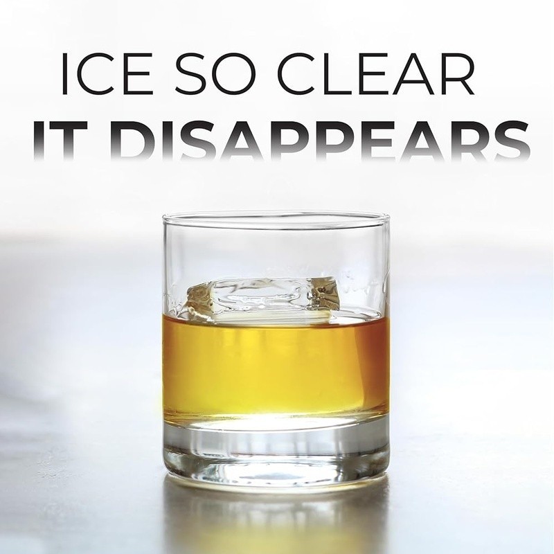Clear Ice Cube Mold Perfect Drinks Bartender Choice Silicone Tray 4 Large Cubes