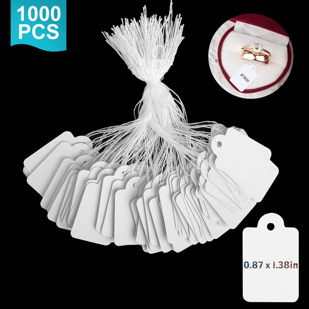 1000 Pcs Price Tags with String Attached Paper Hang Tags Writable Tags White