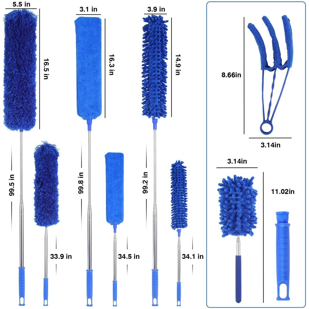 10 PCS Microfiber Cobweb Duster with Extension Pole (100 Inch Telescoping), W...