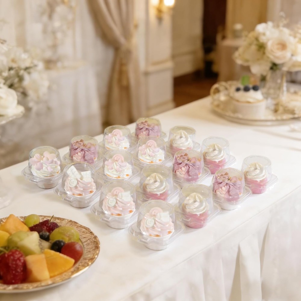 25 Pack Individual Cupcake Containers Plastic Cupcake Boxes Cupcake Holders S...