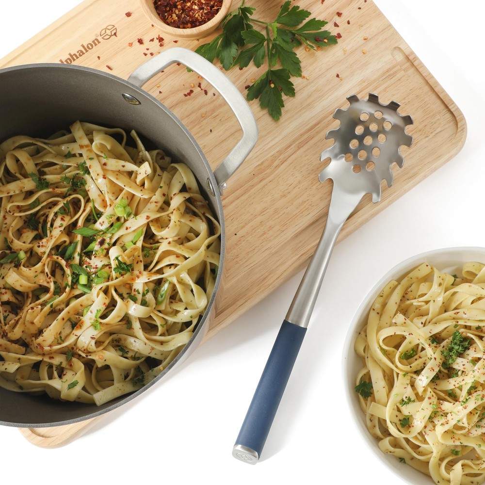 Edge Pasta Server tool Navy Blue with Rubber kitchen Turner tool