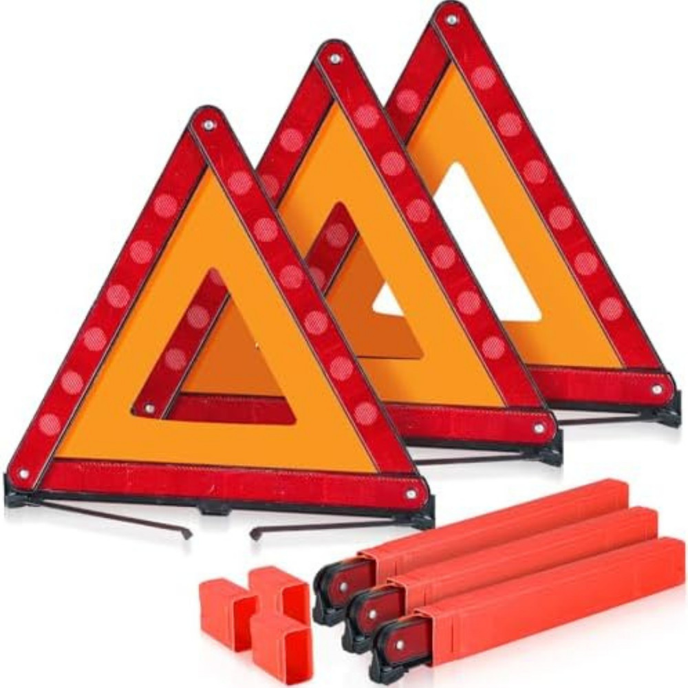 3 Pack Reflective Warning Triangles, Foldable Roadside Emergency Safety Kit