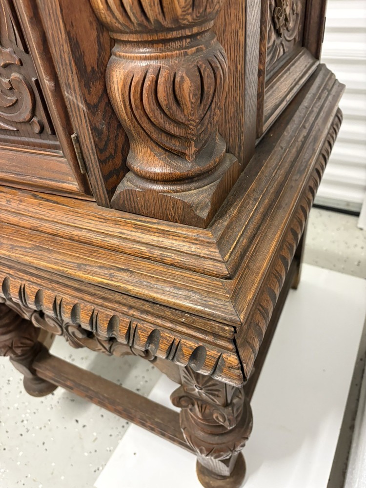 Antique hand carved oak buffet sideboard 74.5 inches long - solid & beaufiful
