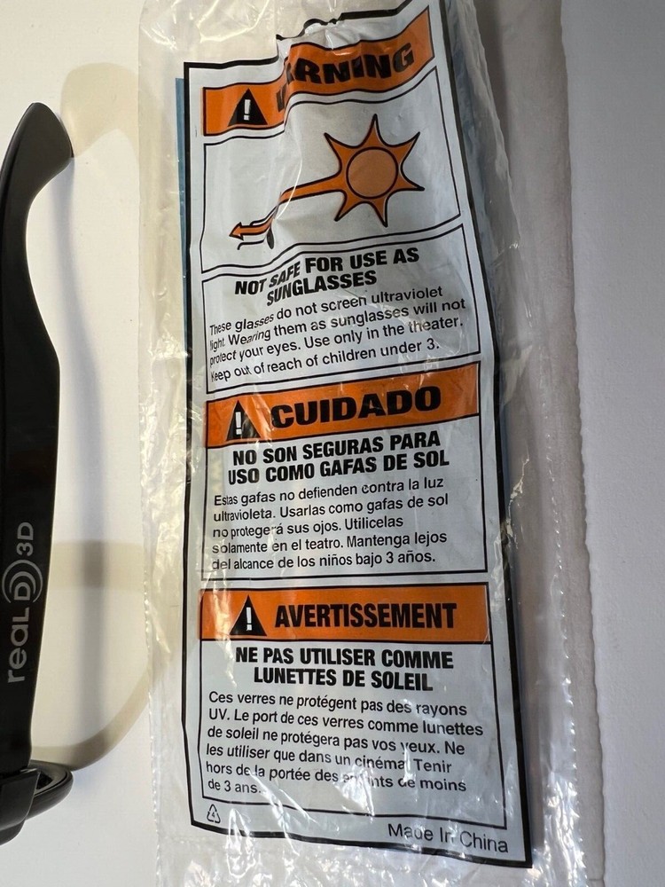 Stereoscopic 3D Glasses - Black - Real D - with Package - Passive