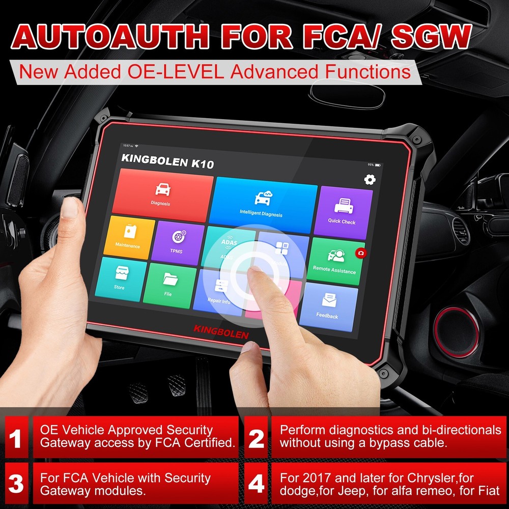 KINGBOLEN K10 10" OBD2 Scanner All System Bidirection Diagnostic Tool ECU Coding